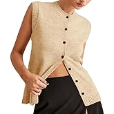 Naileksi Women Button Knit Sweater Vest Sleeveless Solid Form Fit Causal Cardigan Sweater Vest Fall Aesthetic Streetwear