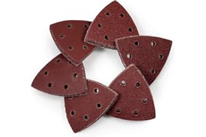 SPEEDWOX 60 Pcs 3-1/2 Inches 90mm Detail Sander Sandpaper Triangle Hook and Loop Sanding Pads Assorted 40/60/80/100/120/240 G