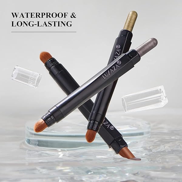 LUXAZA CREAM EYESHADOW STICK WITH BLENDING BRUSH, HYPOALLERGENIC EYE SHADOW MAKEUP, PRO WATERPROOF & LONG LASTING EYE BRIGHTENER, EYESHADOW PENCIL CRAYON SHIMMER #05