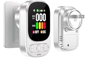 4-in-1 Carbon Monoxide & Natural Gas Detector Plug in Wall with HD Screen, Battery Backup - Monitors CO, Gas, Temp & Humidity