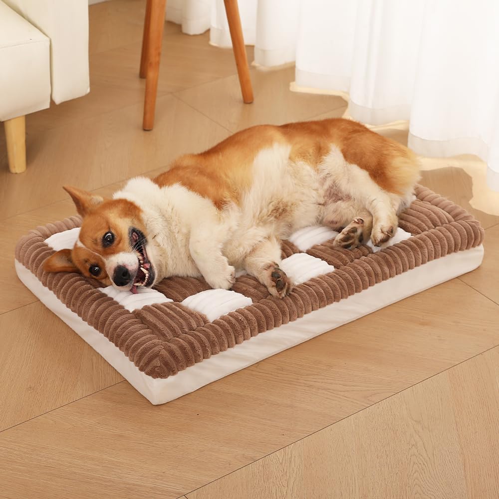 Photo 1 of Awjcsv Orthopedic Dog Bed for Large Dog, Waterproof Bed with Egg-Crate Foam, Removable Washable Cover and Non-Slip Bottom (Coffee, 31.4" L x 19.6" W x 3.9" Th)
