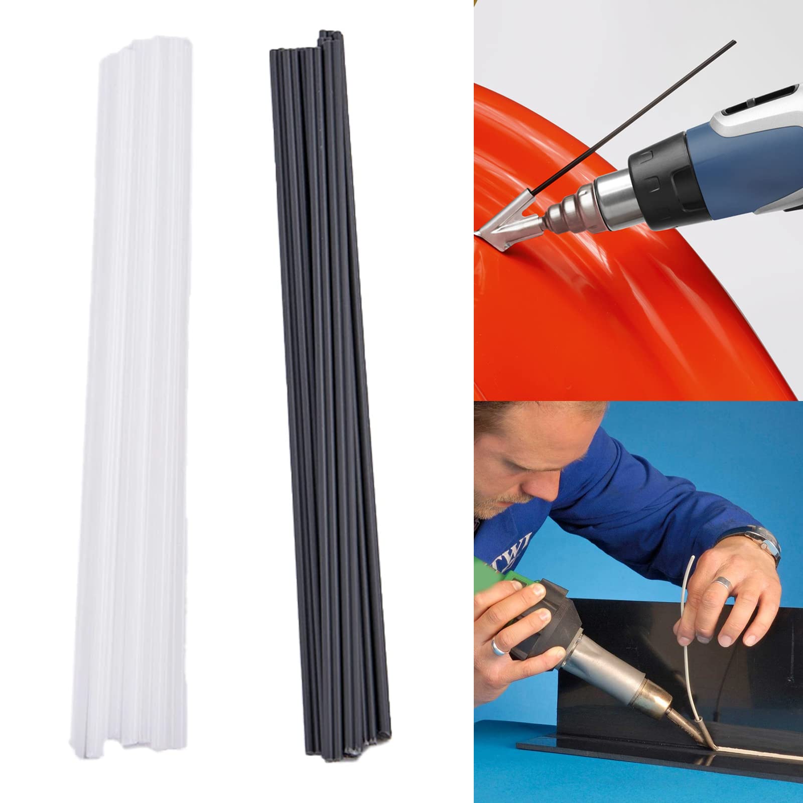 BAOSROY ABS Plastic Welding Wire, Welding Rods, Plastic Welding, Plastic Welding Rods, Plastic Welding Rods, for Plastic Welding Repair, Black White 20 Pieces