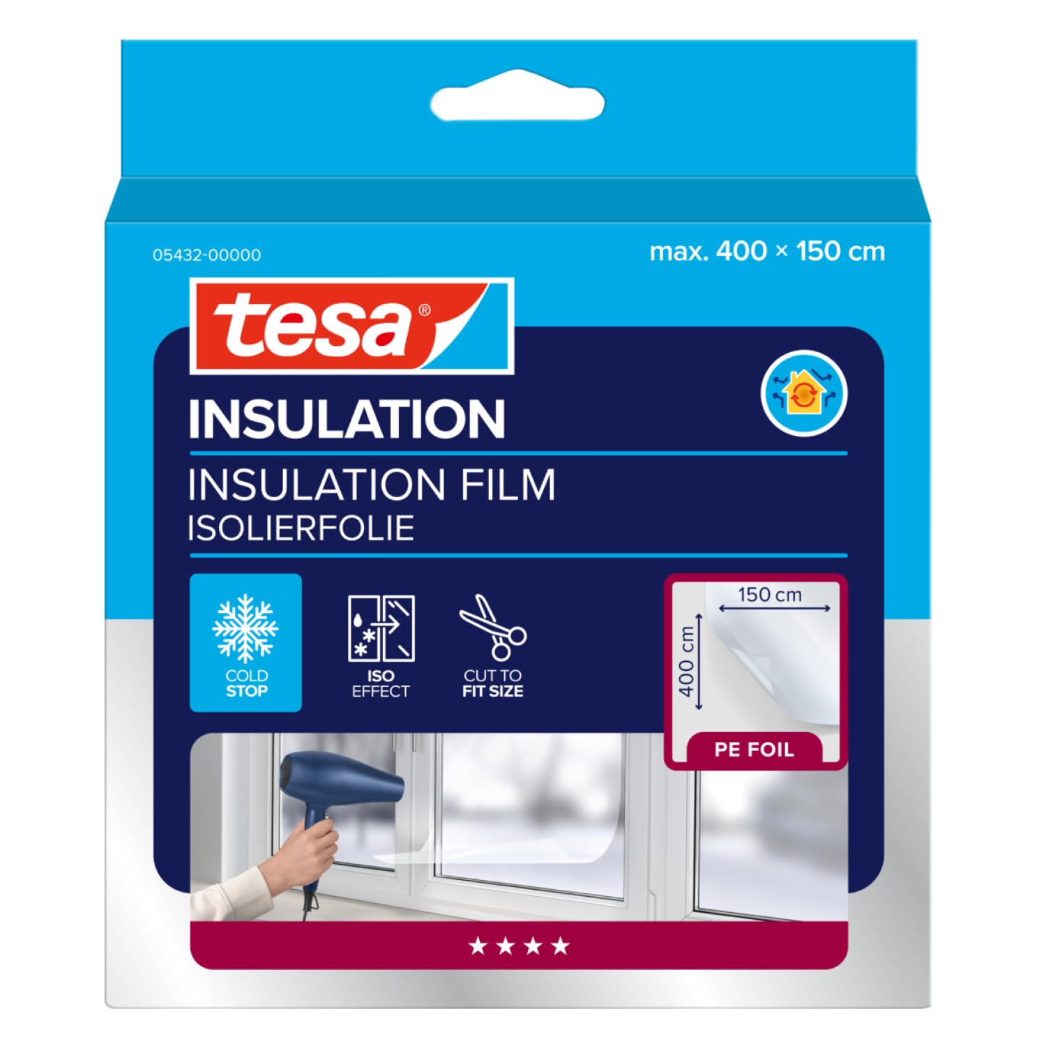 tesa 05432 Insulating Film for Windows, Transparent 4m x 1.5m (max)