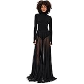 Norma Kamali Women's Long Sleeve Turtleneck Flared Gown