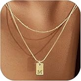 Krfy Layered Initial Necklaces for Women, Dainty 14K Plated Gold Necklace Waterproof, Personalized Pendant Letter Name Necklace Trendy Jewelry