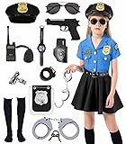 9 Pcs Halloween Police Officer Costume Kids Girls
