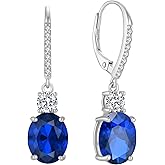 FJ Dangle Drop Earrings 925 Sterling Silver Solitaire Leverback Earrings Birthstone Jewelry for Women