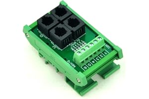 Electronics-Salon DIN Rail Mount RJ11/RJ12 6P6C 4-Way Buss Board Interface Module.
