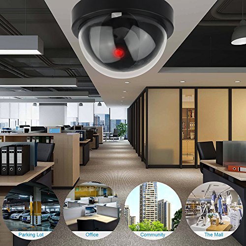DEFEWAY Dummy Fake Security Surveillance Dome Camera with Flashing Red