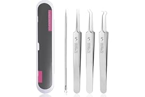 4pcs Blackhead Remover Tweezers Pimple Popper Tool Kit, Extractor Acne Removal Kit Pimple Popper Tool, Clip for Whiteheads, A