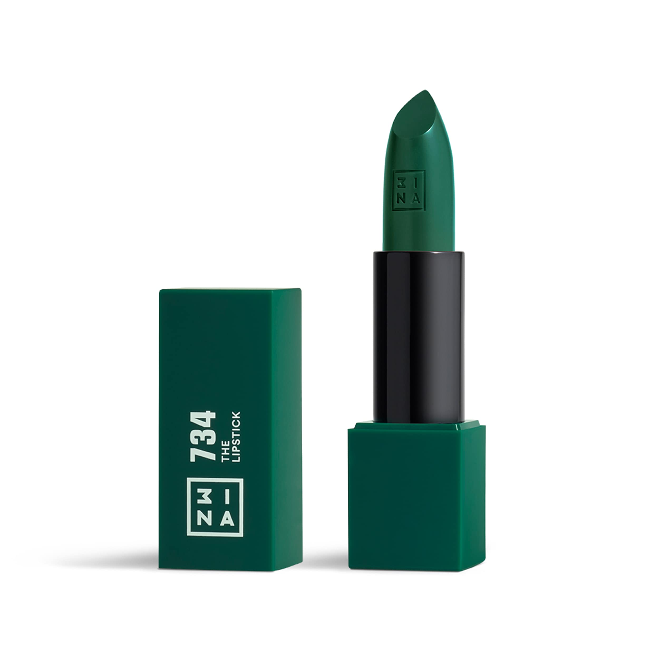 3INA MAKEUP - The Lipstick 734- Green Lipstick with Vitamin E & Shea Butter - Long Lasting Matte Creamy Lip Colour