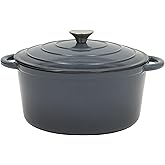Gibson Home Addlestone 7 Qt Enameled Cast Iron Dutch Oven Pot with Lid – Round, Oven Safe to 500°F, Ideal for Bread Baking & Stews - Gradient Navy Blue