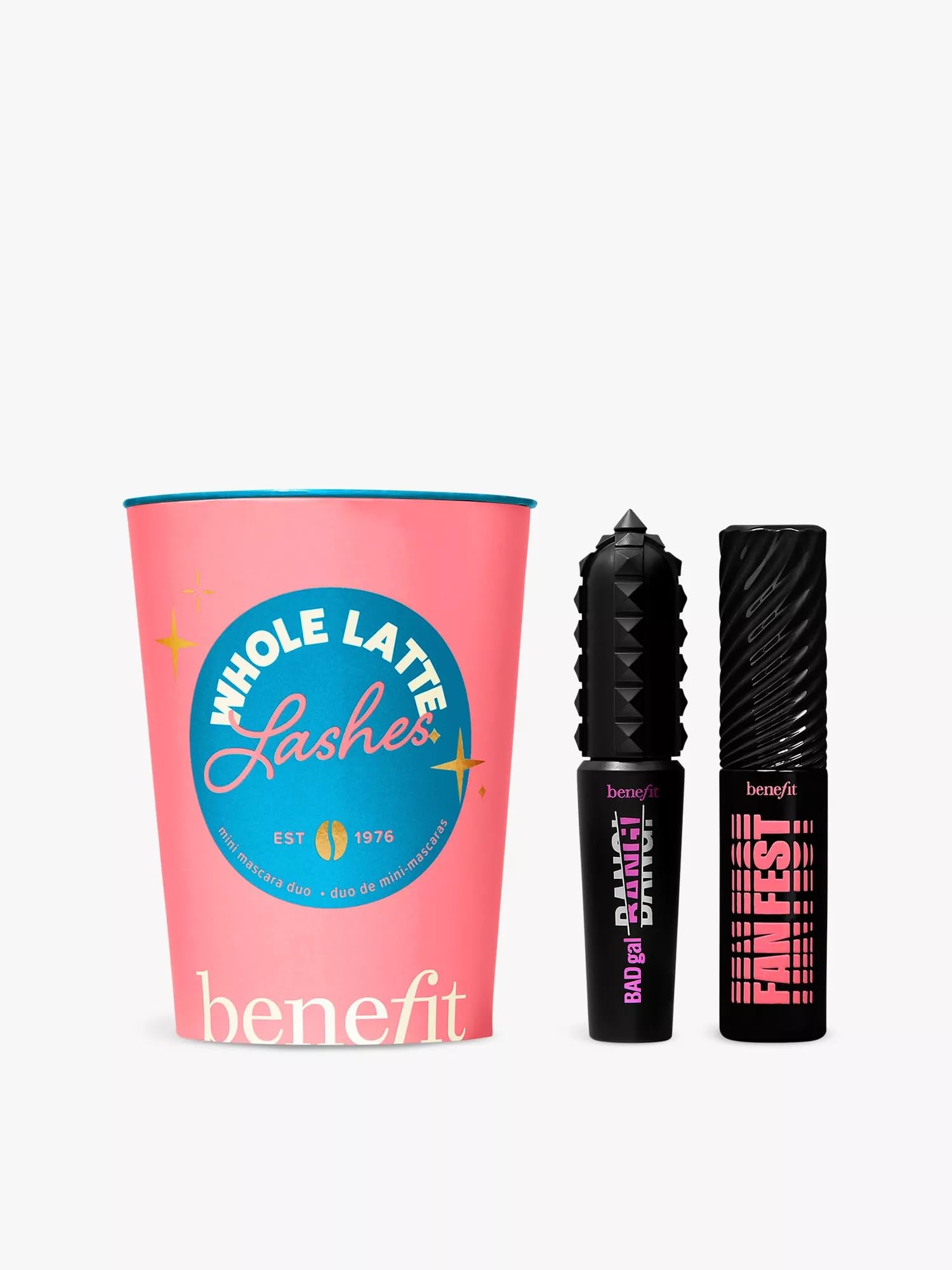 Benefit Whole Latte Lashes Duo Gift Set of TRAVEL-SIZE BADgal BANG! and Fan Fest Mascara