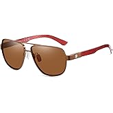 DUCO Aviator Sunglasses For Men Polarized Sunglasses Men UV Protection Carbon Fiber Temple Mens Sun glasses For Driving 3051