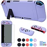Dockable Case for Nintendo Switch - COMCOOL 3 in 1 Protective Cover Case for Nintendo Switch and Joy-Con Controller with Screen Protector and Thumb grips - Purple