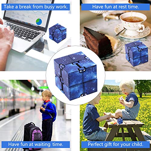 Cabax Infinity Fidget Cube For Kids And Adults Stress And Anxiety Relief Cool Hand Mini Kill Time Toys Infinite Cube For Add Adhd Blue Galaxy Space Pricepulse