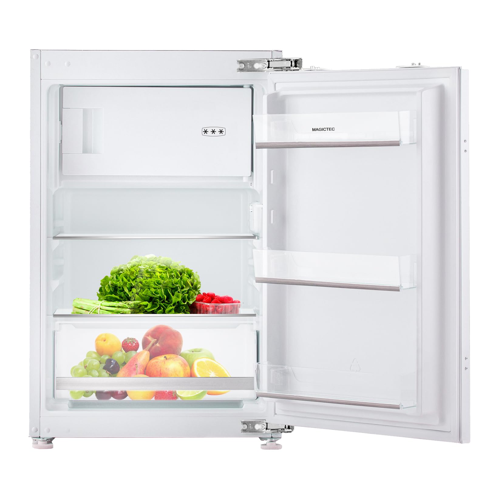 Einbaukühlschrank mit gefrierfach 88cm Einbau kühlschrank 118 L | ( 16L Gefrierfach + 102L Kühlschrank ) | Energieeffizient | Leise | 2 hat,1 schubladen | Einfach zu reinigen | Wechselbaren Türsc