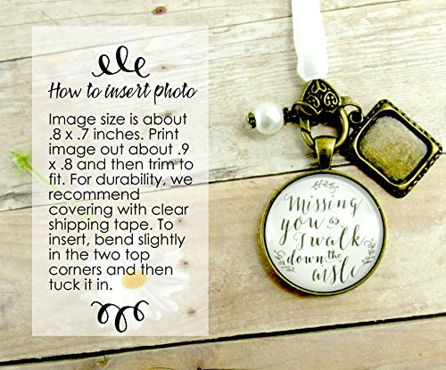 image for Gutsy Goodness Wedding Bouquet Memory Charm Missing You As I Walk Down