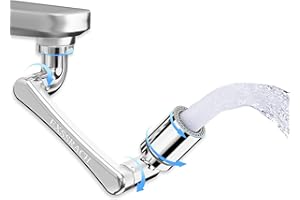 EXSSRACH Faucet Extender, 1440 Rotating Faucet Extender for Bathroom Sink, 2 Modes Brass Bathroom Sink Faucet Extender, 1080 + 360 Swivel Faucet Aerator for Kitchen Sink Faucet, Silver