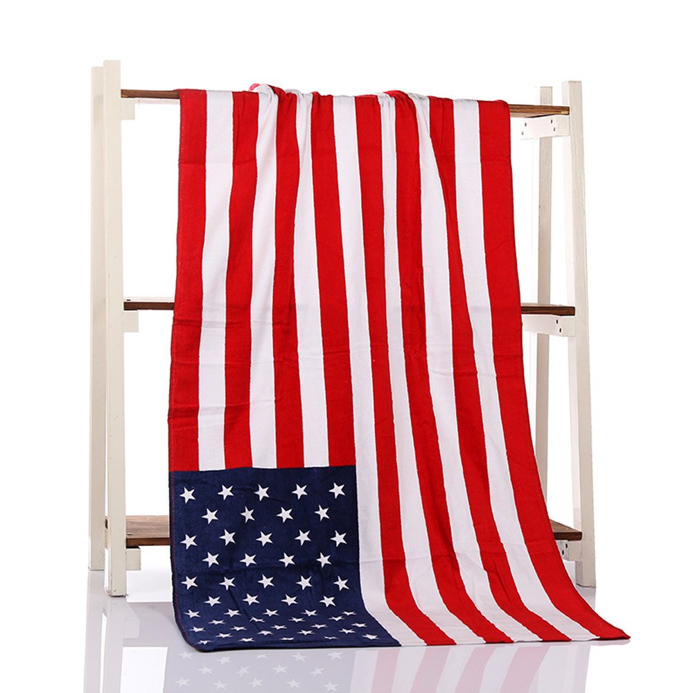 American Flag Beach Towel 100% Cotton Soft Bath Blanket 28x55inch