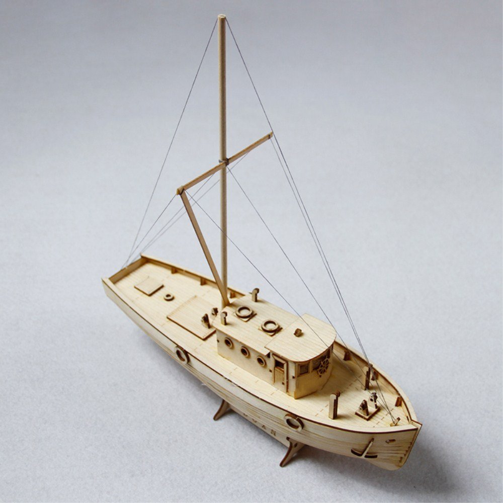 Binwat Scale DIY Hobby Wooden Ship Science Equipmen Assembly Model Boat Kits Sailing Boat Kit Decor Toy Gift(1:30)