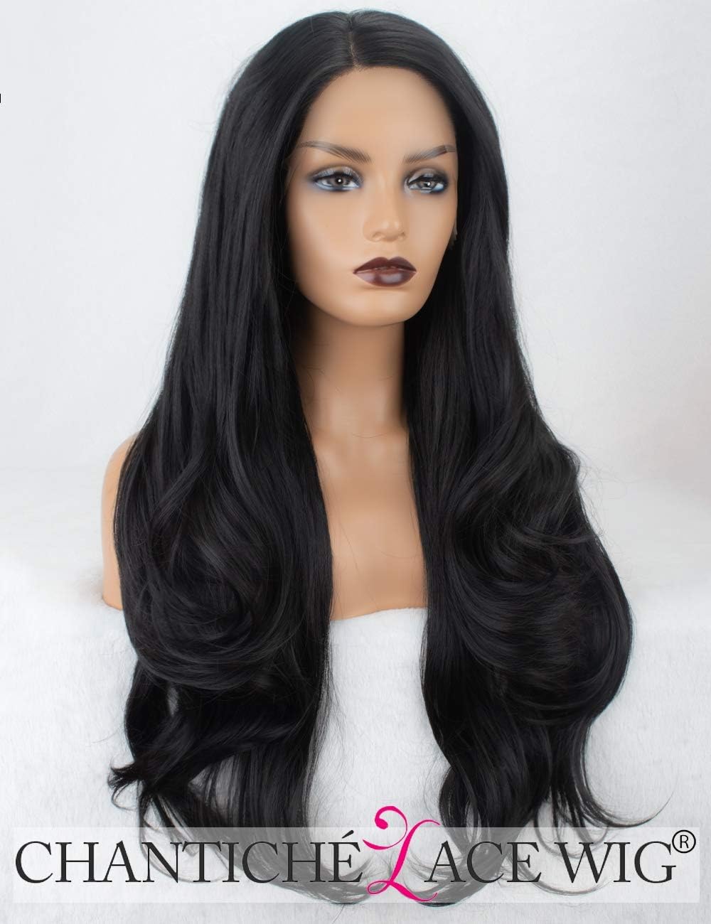 Chantiche Halloween Long Black Lace Front Wig Best Synthetic Wavy Wigs for Women Half Hand Tied 22 Inch + Free Wig Cap