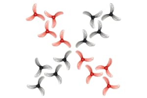 AFOIS Gemfan 40mm 1608 3-Blade FPV Propellers with 1mm Center Hole for RC Freestyle Tiny Whoop Drones for 0802 1102 1103 Brushless Motors (Clear Red, Clear Gray, 16pcs - 8CW 8CCW)