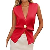 Cicy Bell Womens V Neck Sweater Vest Dressy Casual Knit Sleeveless Shirts Slim Fit Lightweight Button Fall Tops