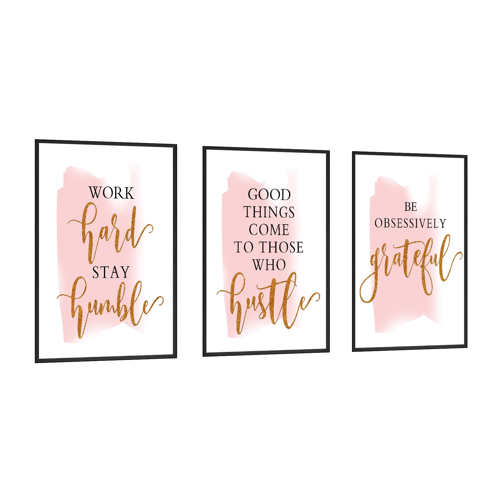 3 Pieces Motivational Quotes Canvas Frame Wall Art Pink Posters for Office Decor Inspirational Picture Home — image 1