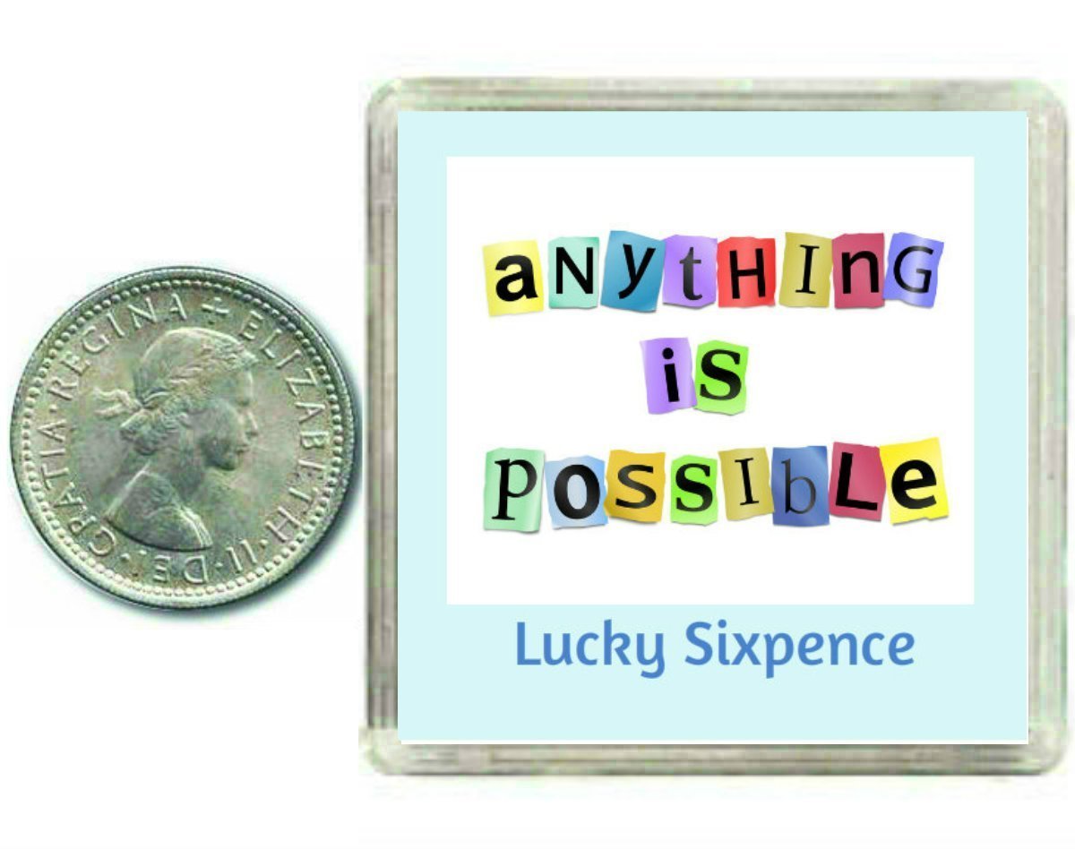 Lucky Sixpence Coin Gift, great inspirational good luck charm present idea for friends, relatives, and work colleagues for occasions like birthdays, anniversaries, xmas