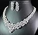 Janefashions Floral Clear White Austrian Rhinestone Crystal Necklace Earrings Set Wedding Party Bib Statement Bridal Jewelry Set Prom N1601 Silver