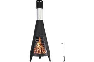 ptlsy 43inch Tall Chiminea Outdoor Fireplace Wood Burning for Backyard and Patio Wood Burning Rocket Fire Pit