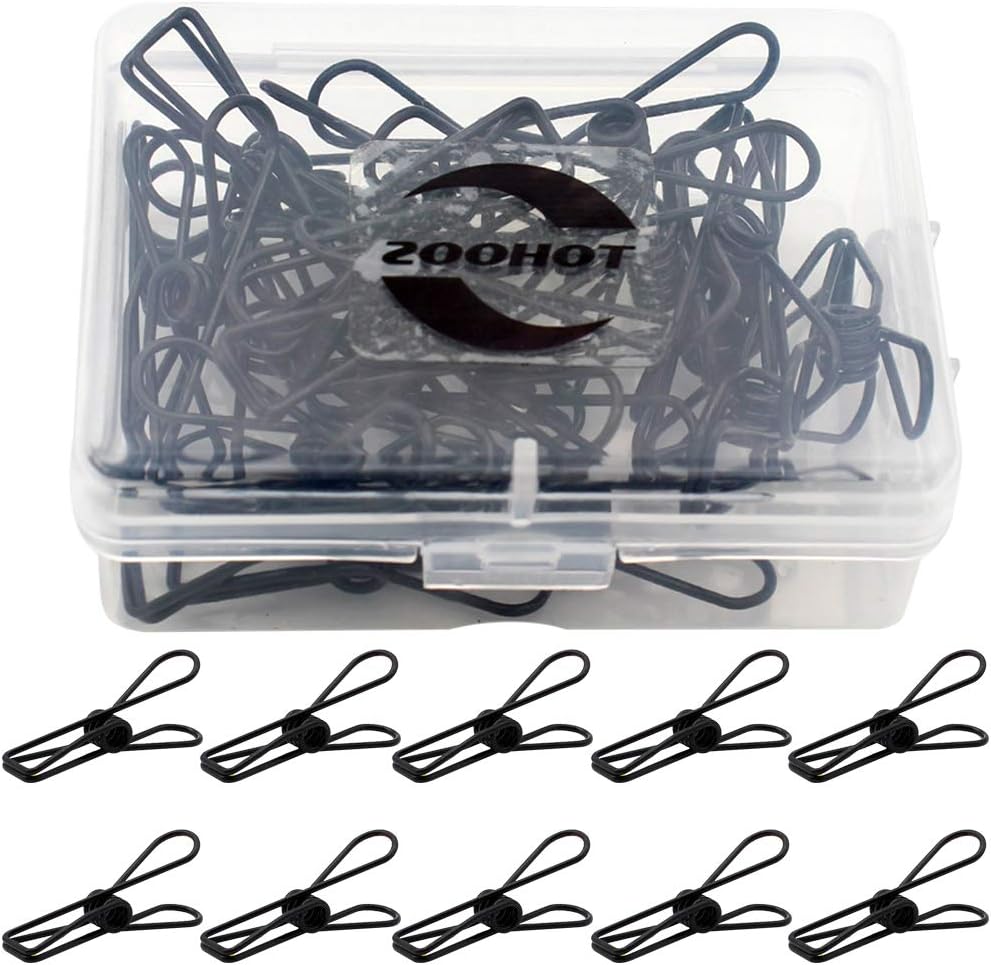 Zoohot Pack of 25 Black Small Metal Clips MultiPurpose Clothesline