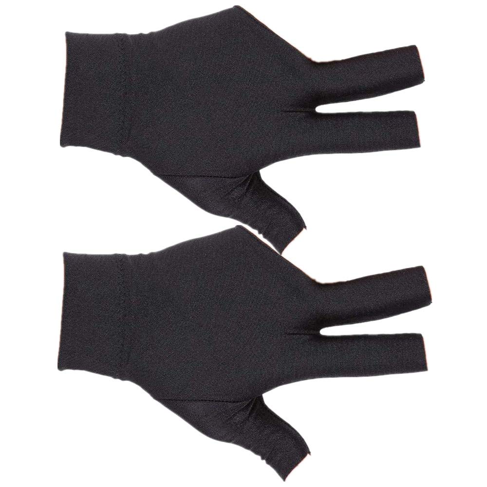 NA 2 Pcs Billiard Gloves 3 Fingers Professional Show Snooker Billiard Pool Gloves for Man Woman, Black, One Size