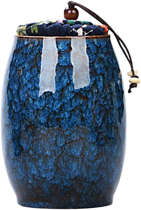 Ceramic Jar Food Storage Jar Canister with Lid, Tea Coffee Spice Nuts Snacks Seasonings Storage Jar (300ML) (Blue)