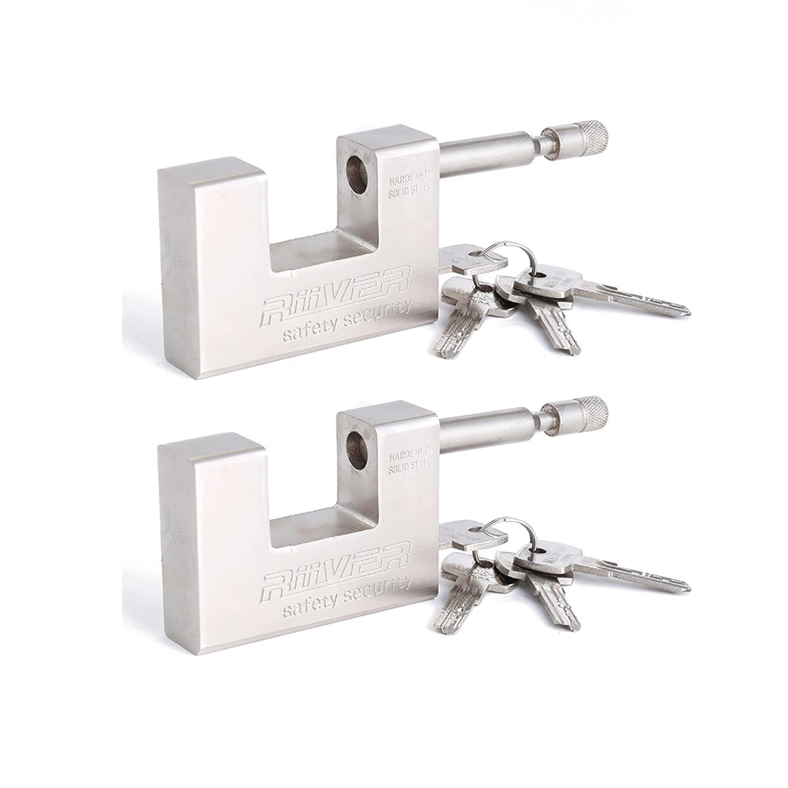 2 Pack Heavy Duty Padlocks with 10 Keys, 1kg Hardened Solid Steel Hardware Monoblock Lock, Container Padlock for Garages, Containers, Sheds, Shutters, Lockers, Gates and Warehouses