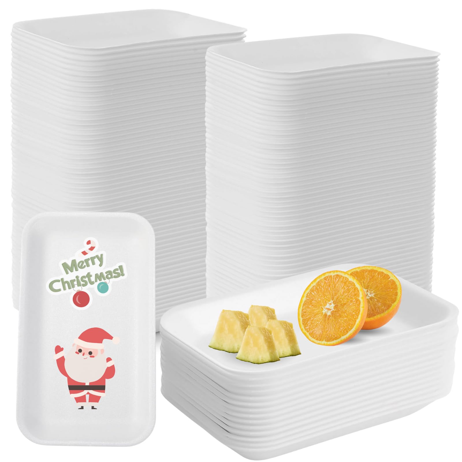 Photo 1 of 120pcs Foam Trays for DIY Craft, Atarvana Disposable Foam Meat Trays 7.87"×5.11" Rectangle Plates for School Food Printmaking