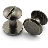 LQ Industrial 15 Sets Chicago Screw Round Slotted Head Carbon Steel Binding Screws Rivet Book Binding DIY Leather Craft Assembly Bolt 1/4" Black