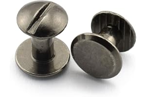 LQ Industrial 15 Sets Chicago Screw Round Slotted Head Carbon Steel Binding Screws Rivet Book Binding DIY Leather Craft Assembly Bolt 1/4" Black