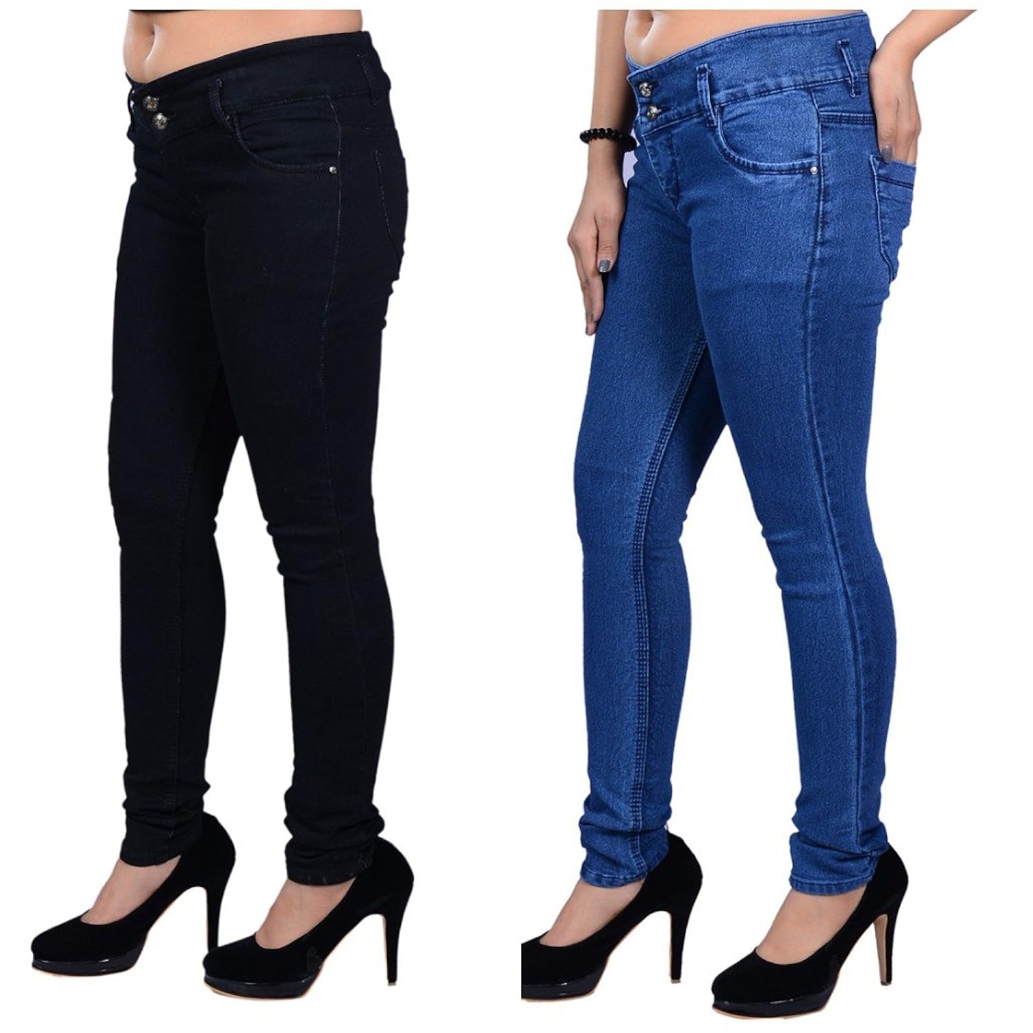 women's denim jeans combo, full strechable, (pack of 2)