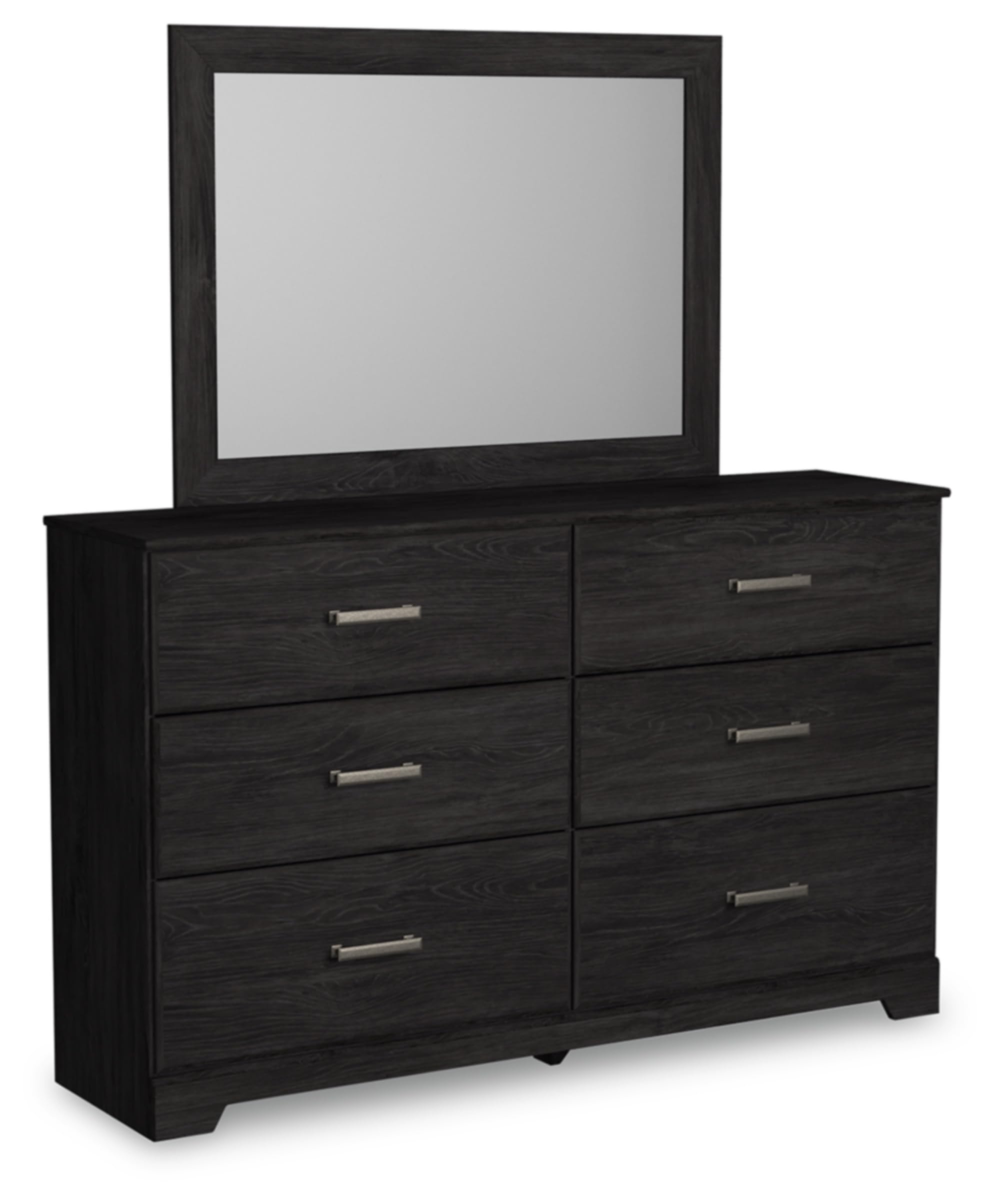 Photo 1 of **2 BOXES**Signature Design by Ashley Belachime Vintage Smooth-Gliding 6-Drawer Dresser and Mirror with Safety Stop, Black