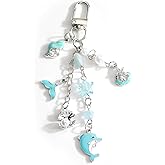 Ocean Keychain with Dolphin Charm Womens Marine Life Keycharm for Women Sea Lover Gift Idea Nautical Themed Accessory
