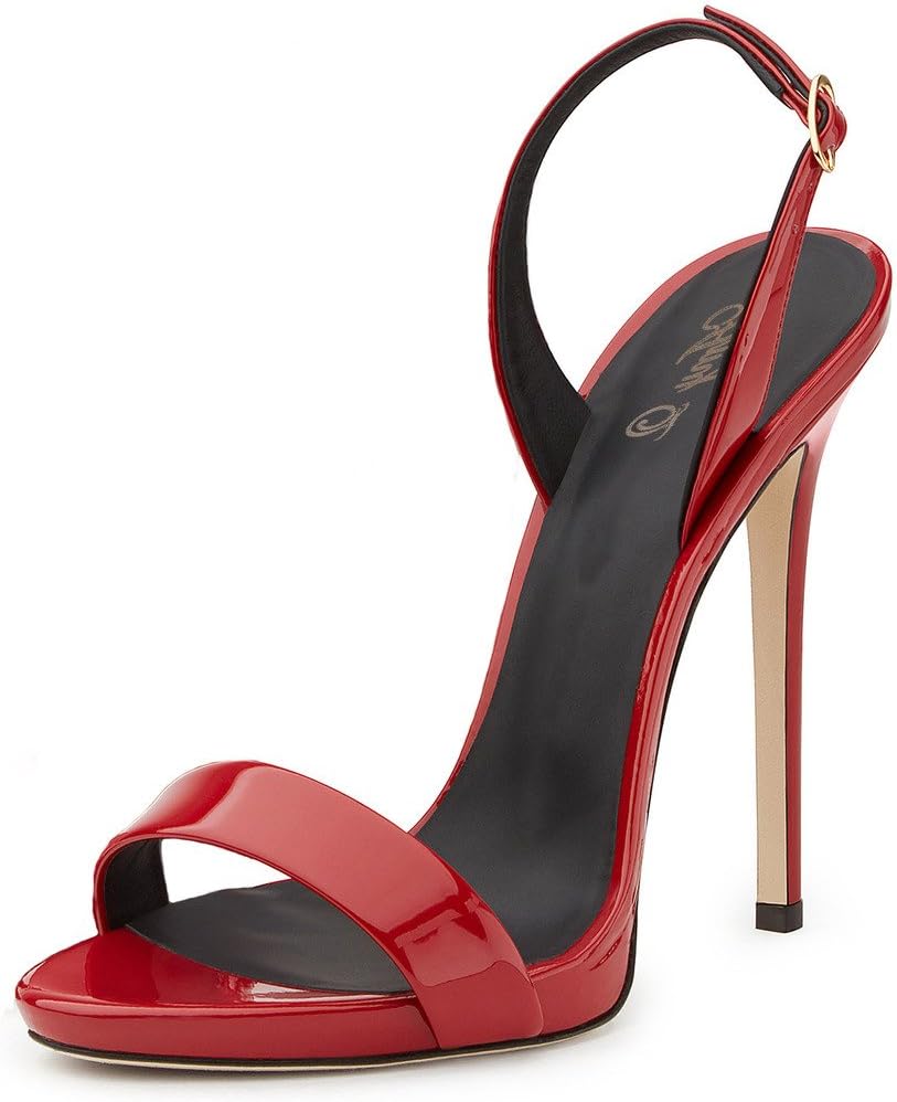 Amy Q Elegant Women's Basic Open Toe Patent High Heel Sandals Ladies Summer Shoes