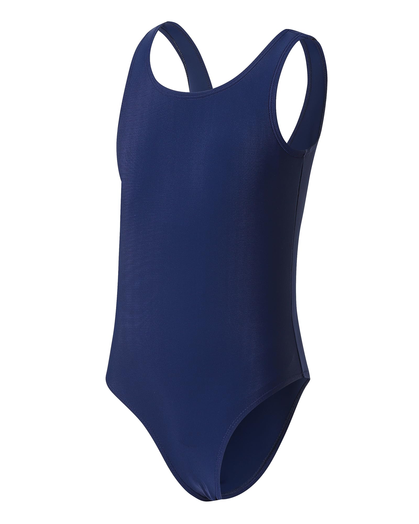 Photo 1 of Yizuoding Girls Swimsuits for Girl One Piece Swimsuit Solid Color Girls' Swimwear Cute Girl Bathing Suit Quick Dry Beach Kids Swimsuit for Teens 14-16Y Navy Blue 005