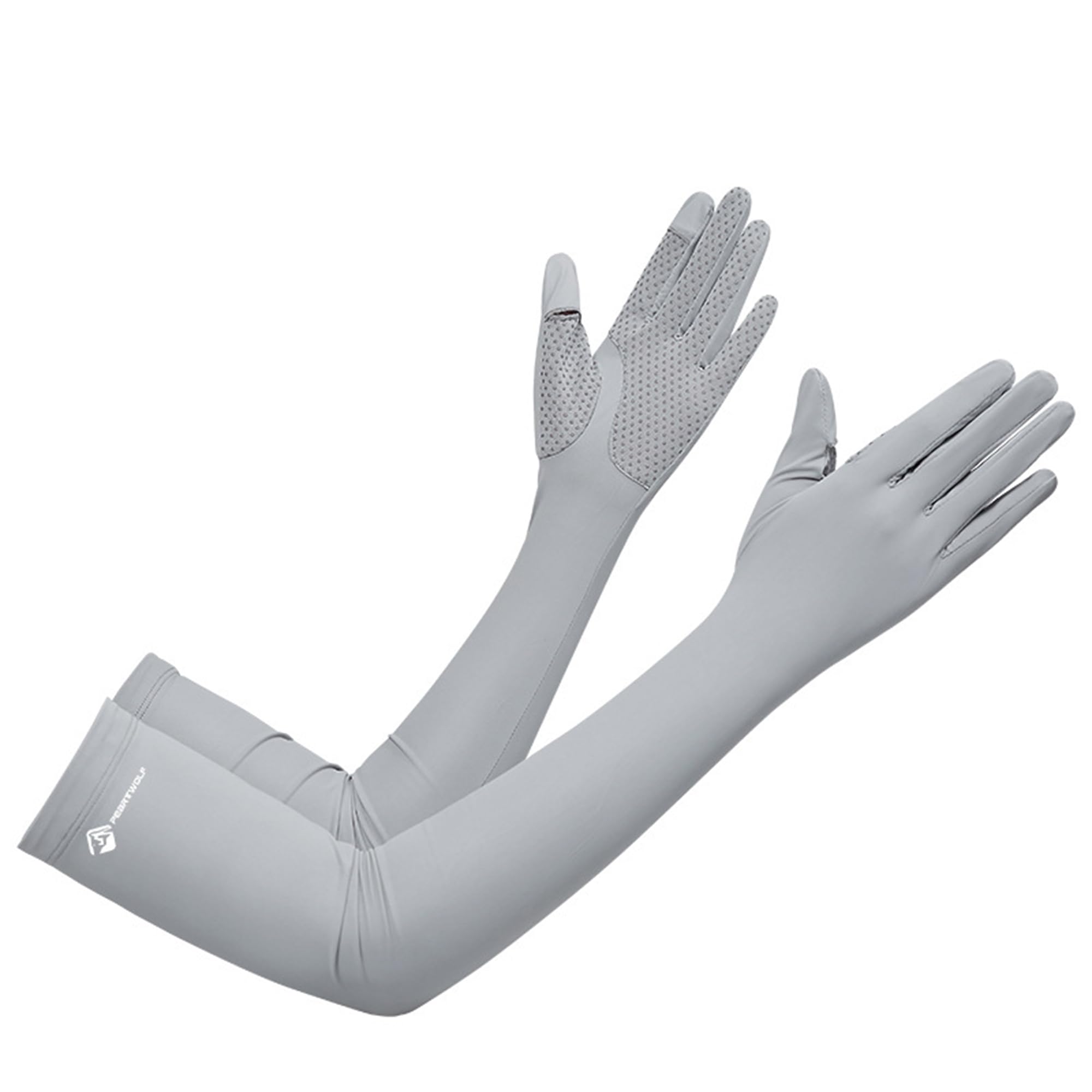 Photo 1 of XuoAz Summer-UV-Sun-Protection Gloves Long Driving-Gloves Sunblock Non Slip Full Finger Outdoor Arm Gloves for Women Cycling, Medium, Grey