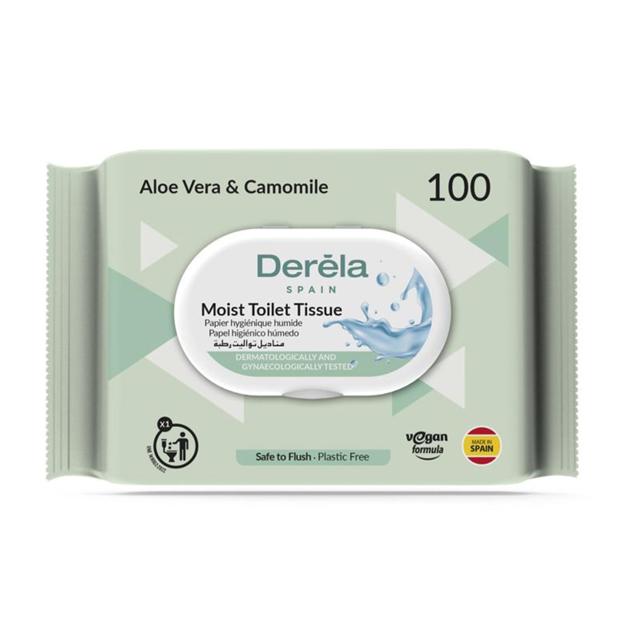 Derela Wet Wipes | Antibacterial Wipes | Aloe Vera, Plastic Free, Derma Tested, PH Neutral Flushable Toilet Wipes Sensitive Hygiene Wipes | Biodegradable Wet Ones, Bottom Wipes | 1800 Wipes/18 Packs