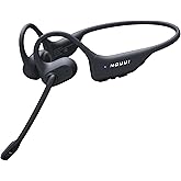 Open Ear Headphones with Mic, Dual Connection Bluetooth Headset with Microphone (AI Noise Cancelling), Bluetooth 5.3 Headphones with Mic, Sweatproof Wireless Headset with Mic for Work, Workout, Call