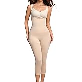 Takusun Women Open Bust Bodysuit Seamless Tummy Control Full Body Shaper Shapewear Capri Butt Lifter Thigh Slimmer