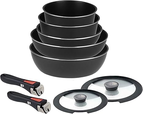 Amazon Co Jp パール金属 フライパン 鍋 9点 セット ガス火専用 ブラック ダイヤモンドコート 取っ手の取れる セット9 Az 5560 ホーム キッチン