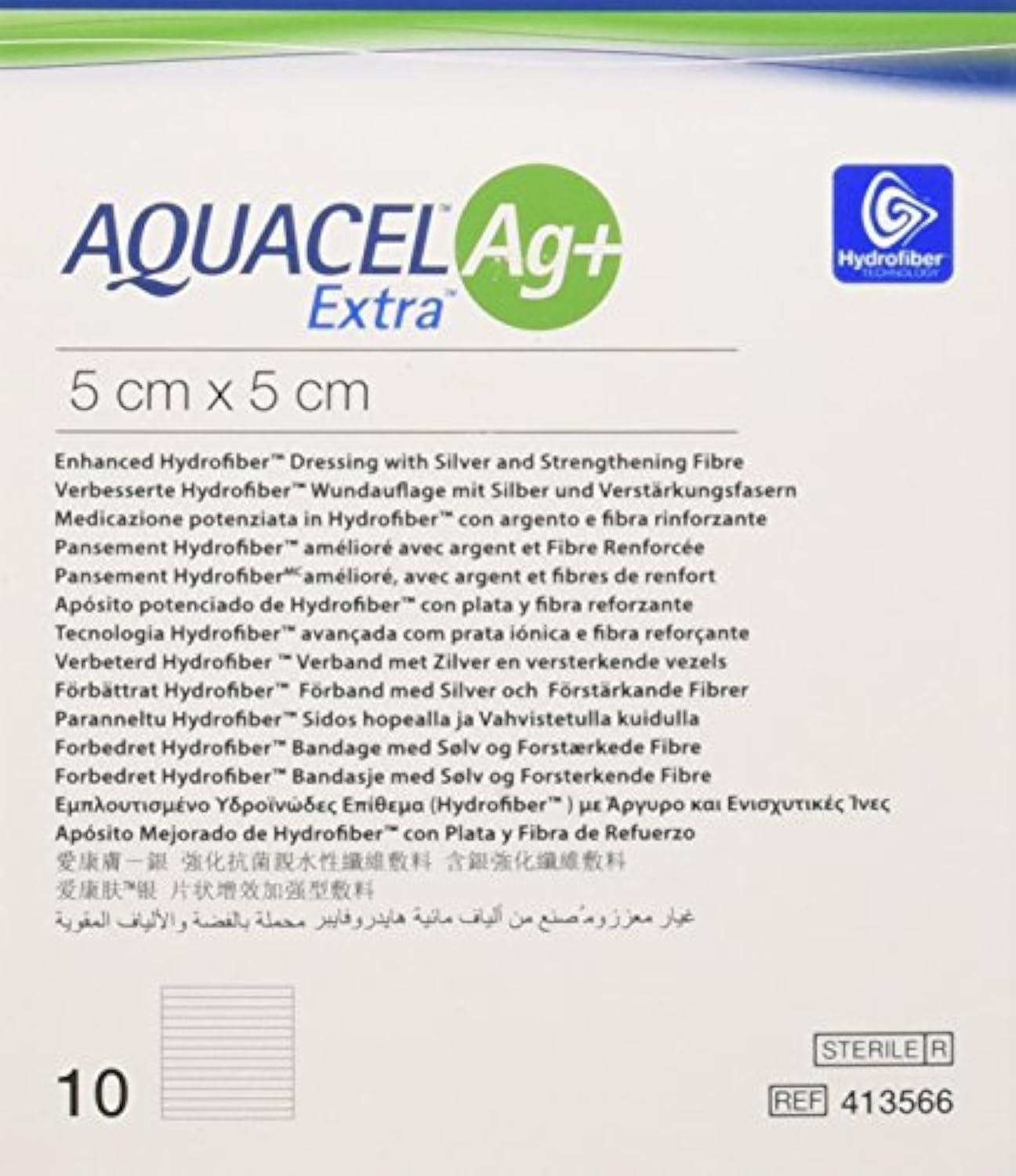 ConvaTec 3862703 Aquacel Ag+ Extra Dressing, 5 cm width, 5 cm Length (Pack of 10)
